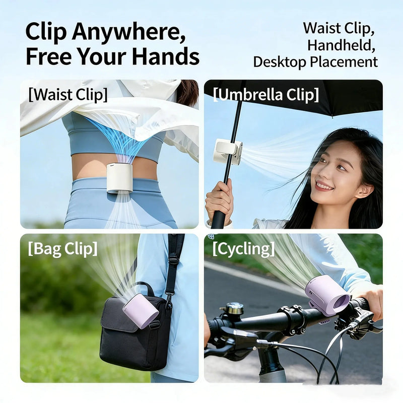 Mini Portable Clip-On Fan with 360° Rotation