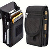 Pochette de téléphone multifonctionnelle noire avec plusieurs compartiments et une poche filet de protection