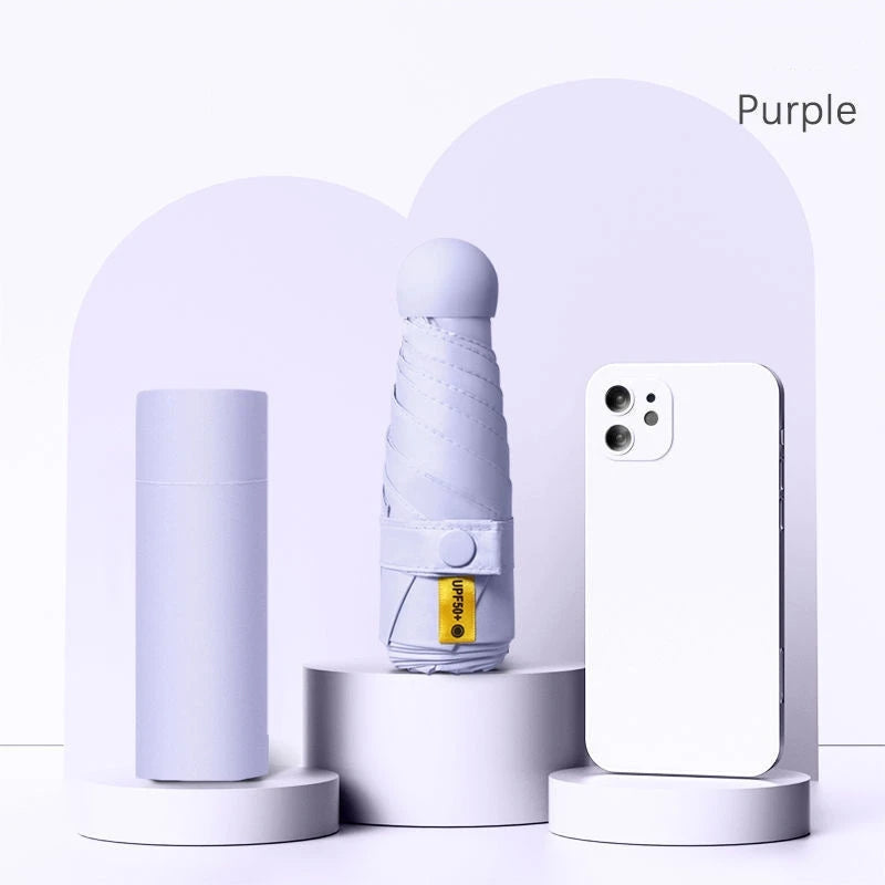 Mini Capsule Folding Umbrella with UPF 50+ UV Protection