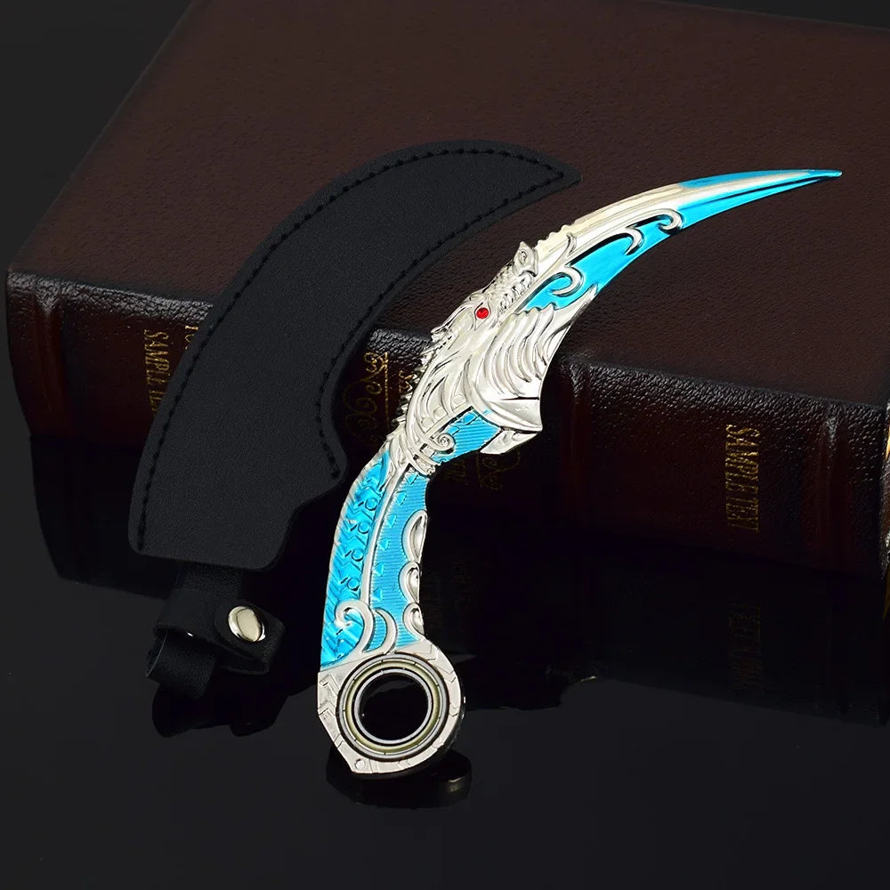 Blue Dragon Claw Folding Knife Model - 18cm Collectible Tactical Karambit