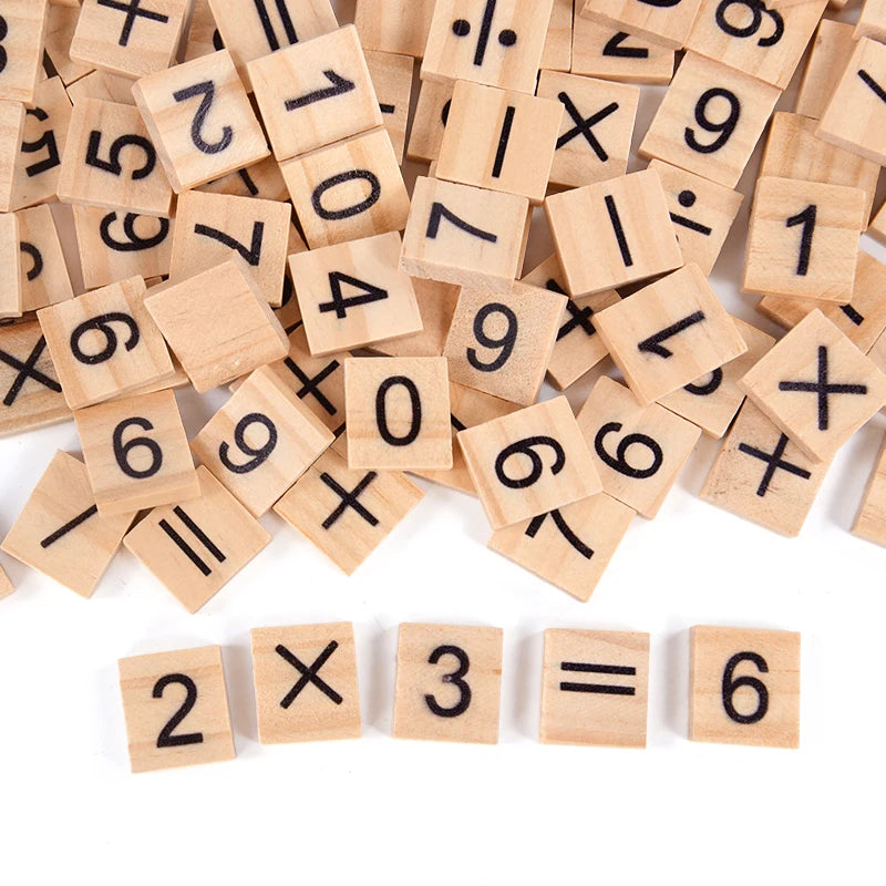 Wooden Alphabet & Number Learning Blocks Set (100 Pieces)