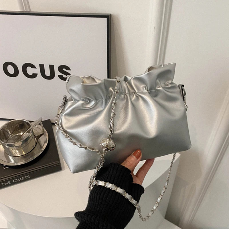 Classic Solid Bucket Crossbody Bag