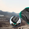 A black AirPods Pro 3 case with a magnetic lock, demonstrating durable polymer design and shock absorption.