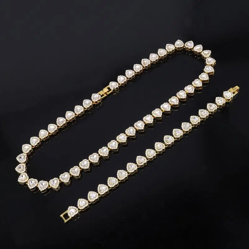 Sparkling Rhinestone Statement Necklace and Bracelet Set