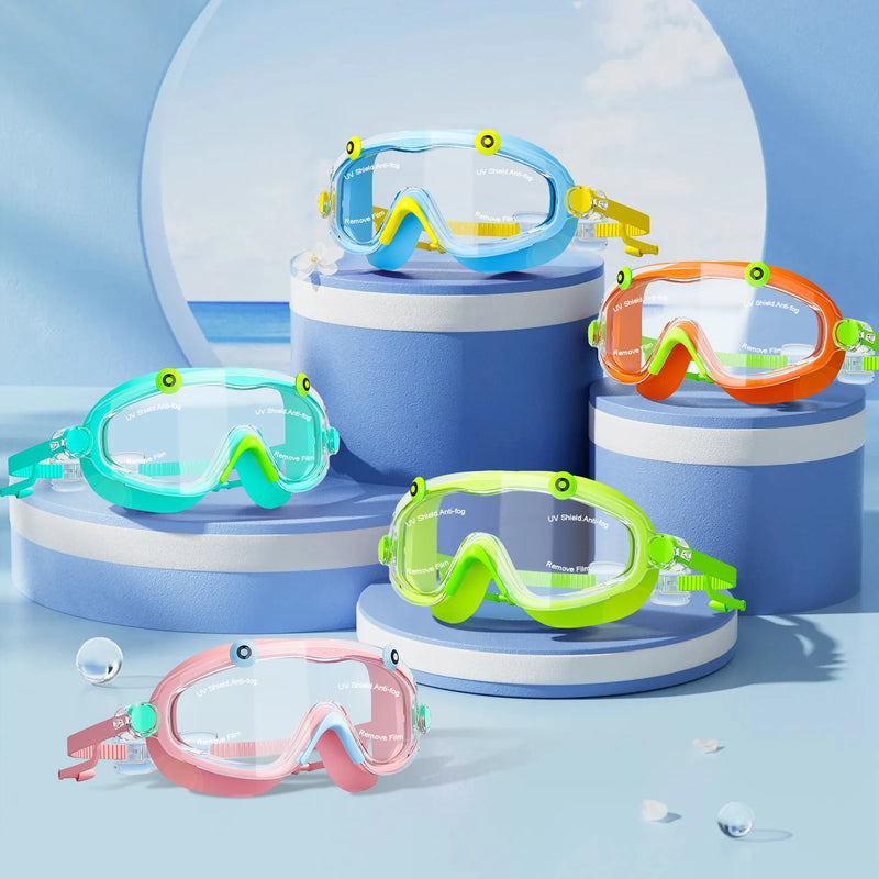 Panorama-Schwimmbrille für Kinder mit Ohrstöpseln