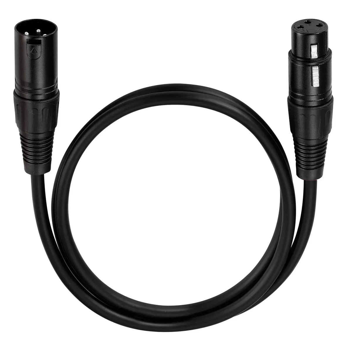 Cable de audio profesional negro de 3 pines XLR enrollado y listo para usar