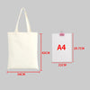 A white canvas shopping tote bag with a foldable design shown next to an A4 sized paper.