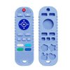 A pair of silicone baby teether remote control toys in light blue color.