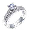 Vintage Halo Tourmaline & Zircon Sterling Silver Ring Set
