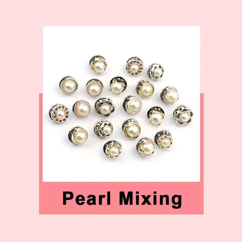 Pearl Rhinestone Brooch Pins with Secure Clasp (Set of 10)