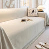 Thick Chenille Sofa Cover with Tassel Fringe — Scratch Resistant & Reversible