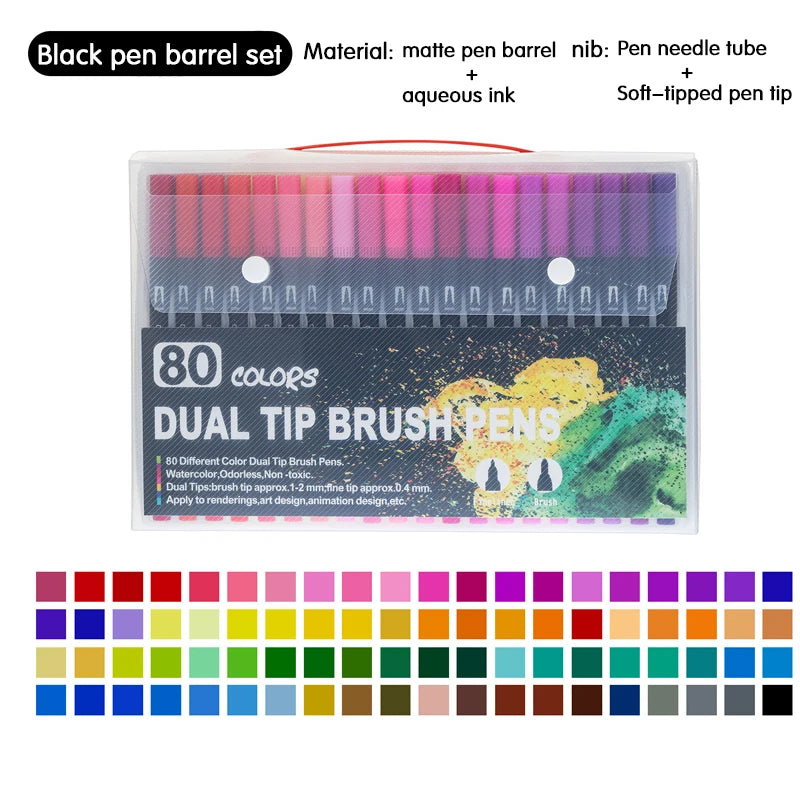 Dual Tip Watercolor Art Markers - 12 Color Set