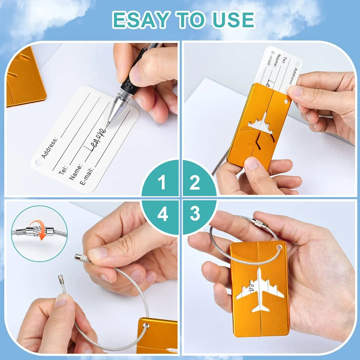 Aircraft-Grade Aluminum Luggage Tag with ID Card Slot