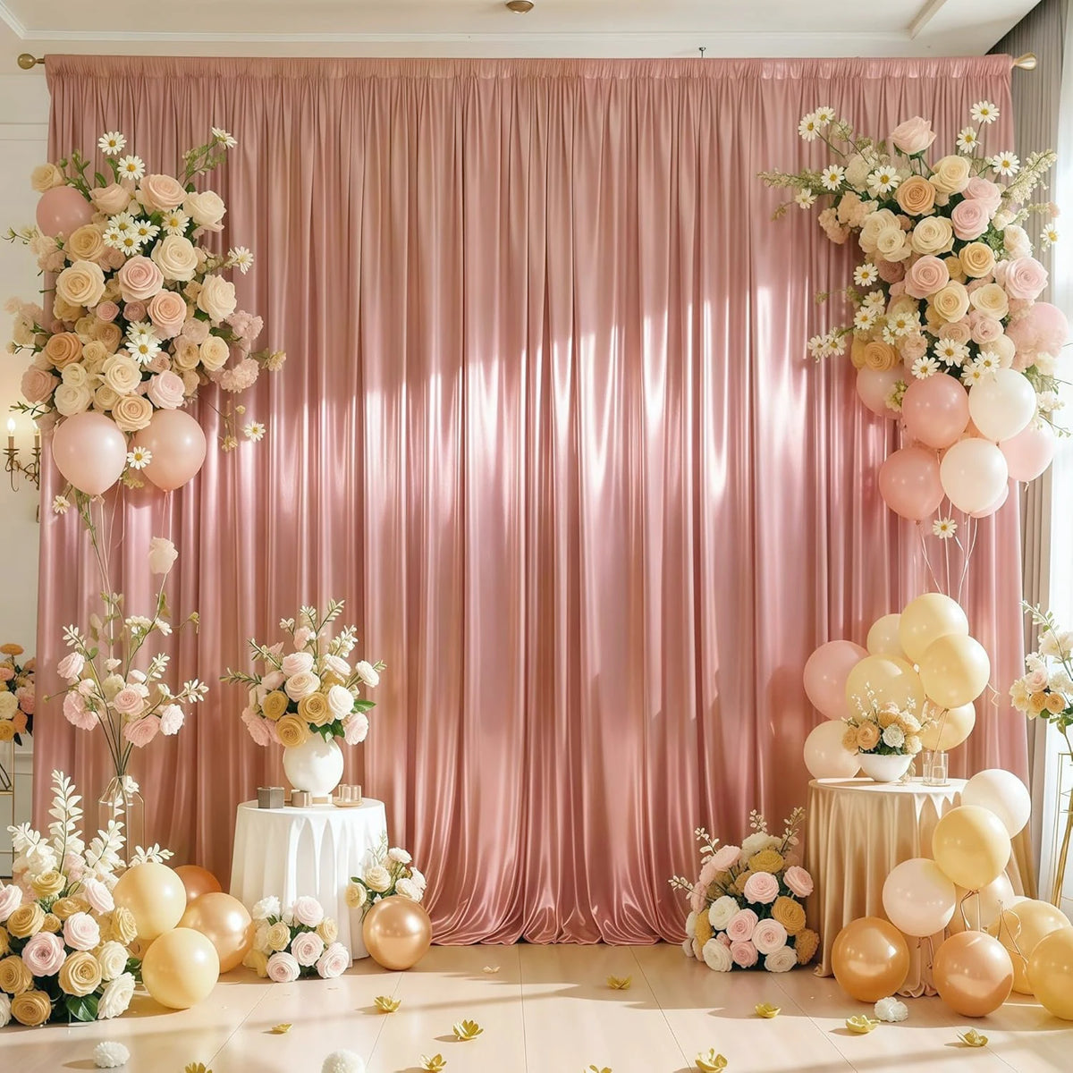 Shimmering Satin Backdrop Curtain Panels