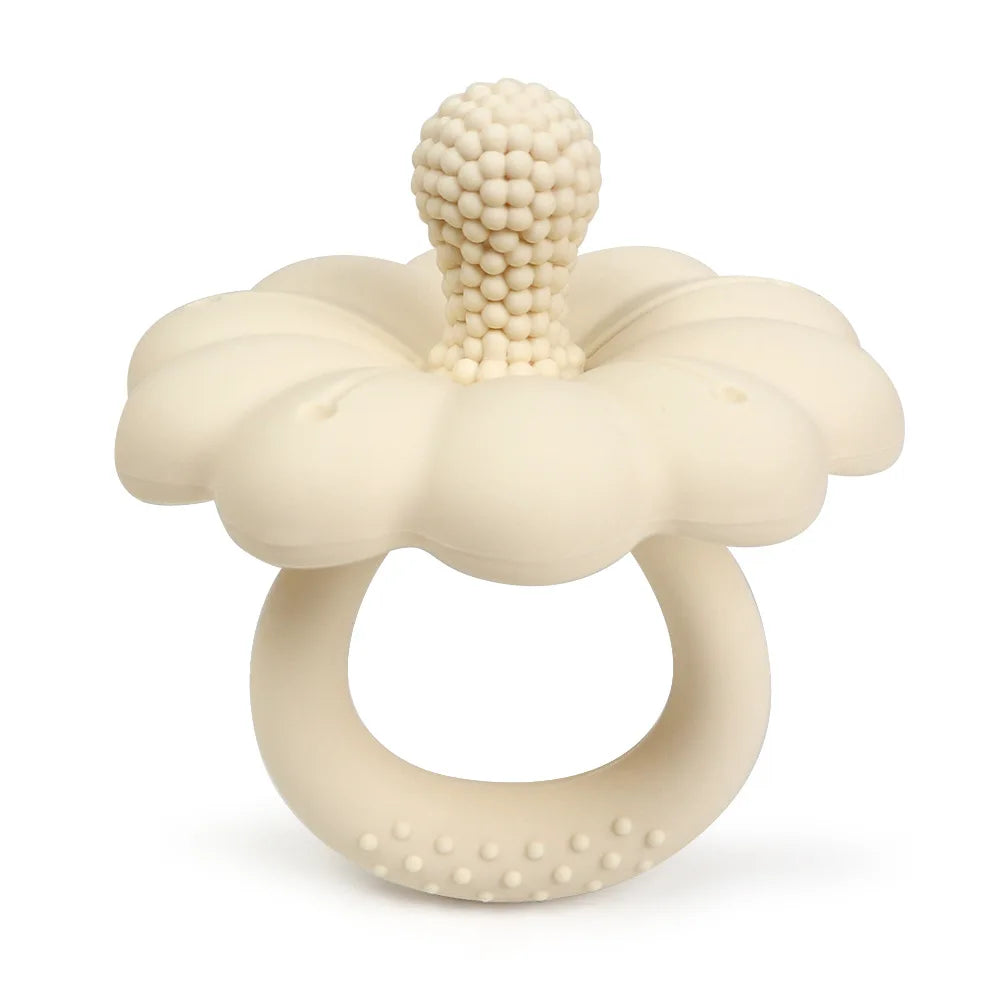 Flower-Shaped Silicone Baby Teether with Easy-Grasp Handle