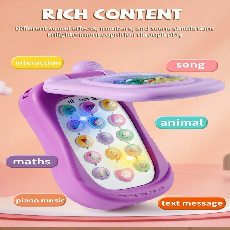 Kids' Cartoon Flip Phone Toy with Music and Learning Games