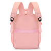 A pink compact cabin travel backpack with pink straps and black accents.