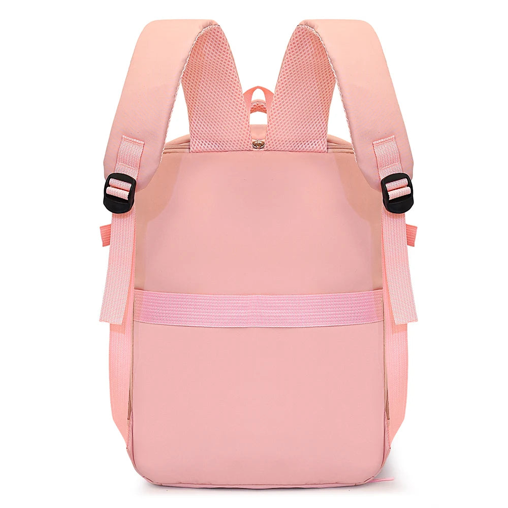 A pink compact cabin travel backpack with pink straps and black accents.