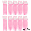 A set of 50 precision pink plastic eyebrow razors for facial grooming and dermaplaning
