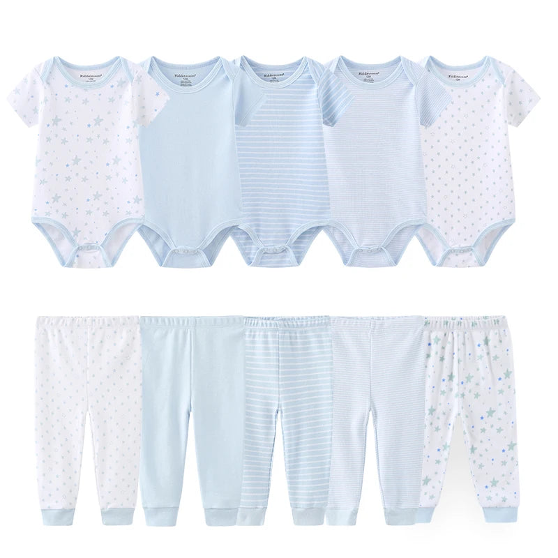 Baby Cotton Bodysuit and Pants Outfit Set (4-Piece)
