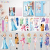 A collection of princess magnetic dress-up playsets featuring various dresses and accessories for children.