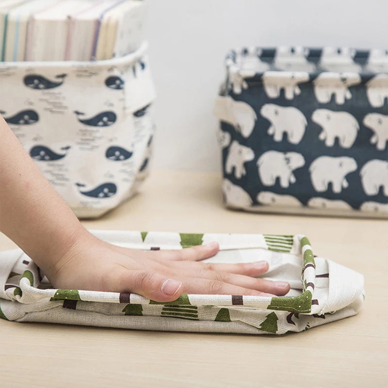 Foldable Canvas Storage Basket with Handles