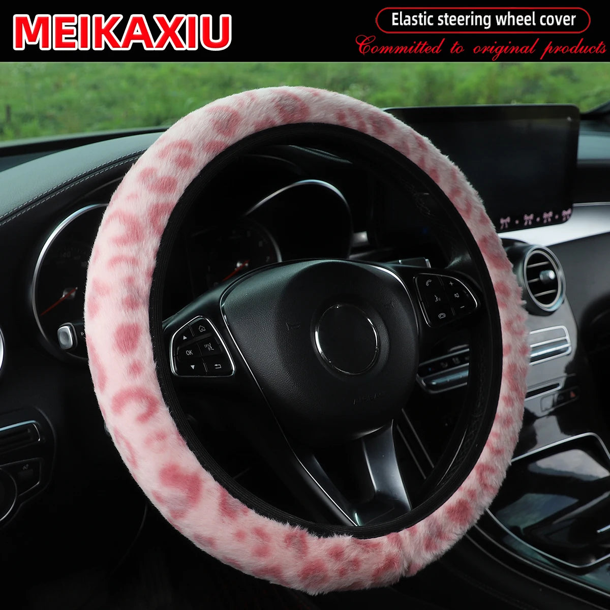 Leopard Print Faux Fur Steering Wheel Cover