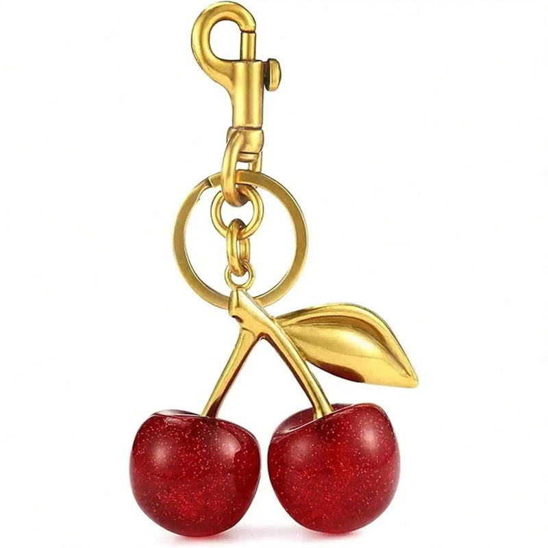 Gold-Plated Cherry Bag Charm