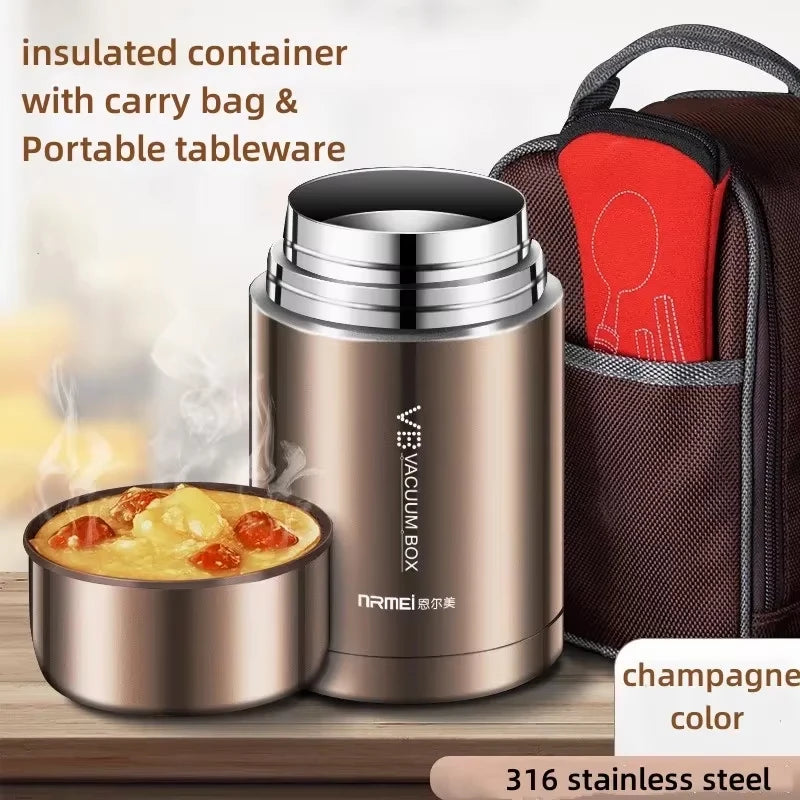 316 Stainless Steel Insulated Food Jar with Foldable Spoon