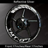 Reflective silver wheel decals for a Yamaha MT-07 custom rim stripe kit.