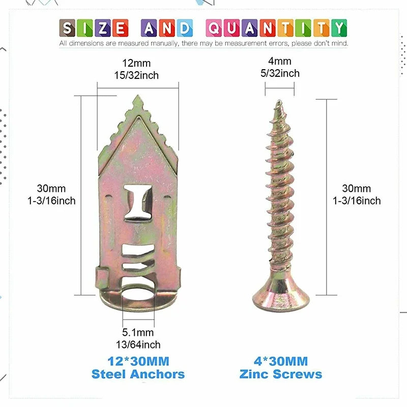50-Piece Self-Drilling Drywall Anchor and Screw Kit
