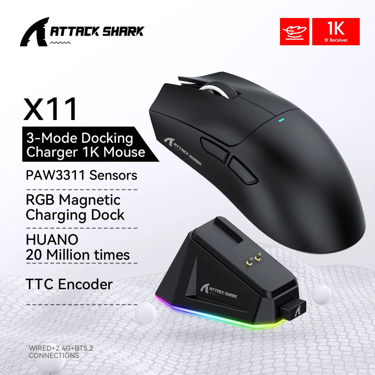Professional Wireless Gaming Mouse with Customizable DPI