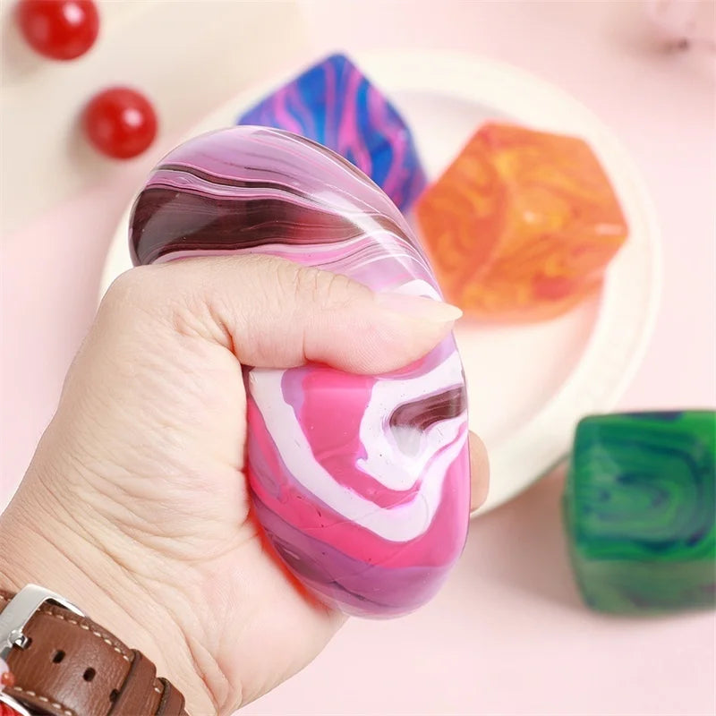 Squishy Stress Relief Cube with Soothing Swirl Design