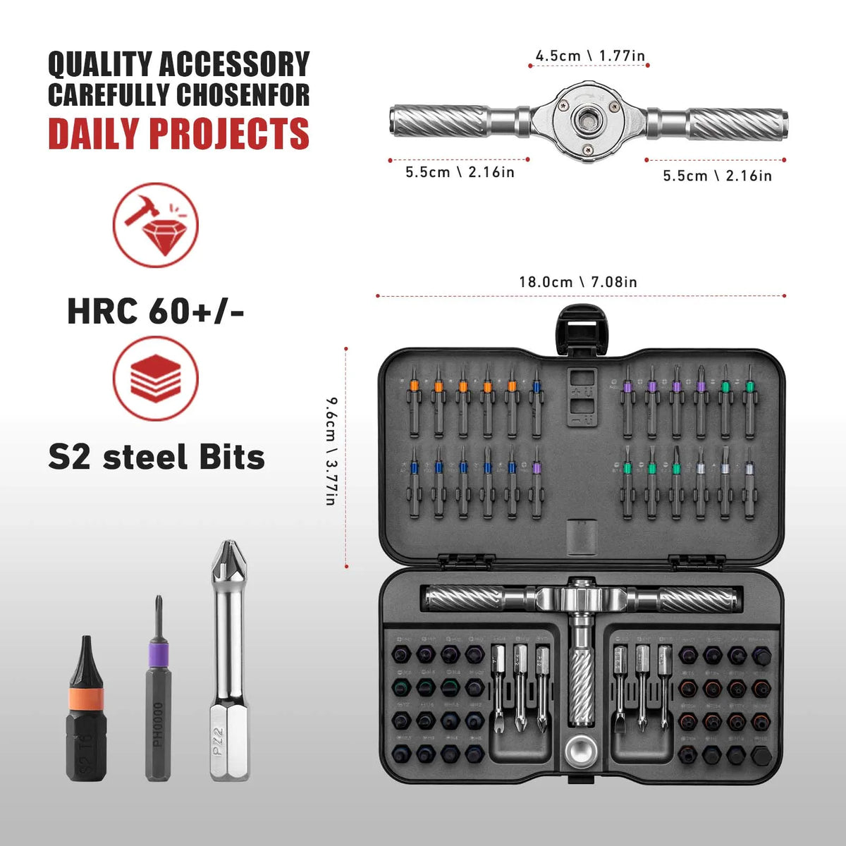 Magnetic Ratchet Screwdriver Set with Detachable T-Handle