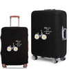 Black elastic suitcase protective cover featuring a daisy print design.