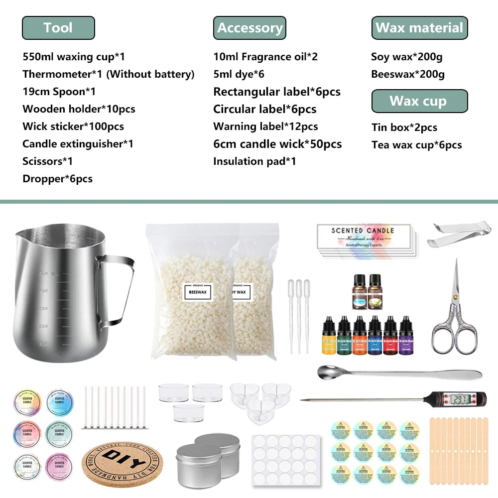 DIY Soy Wax Candle Making Kit with Stainless Steel Melting Pot