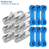 Set of six heavy-duty tensioners with reflective blue nylon rope and metal rollers