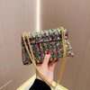 Crystal-Embellished Evening Clutch Bag with Chain Strap