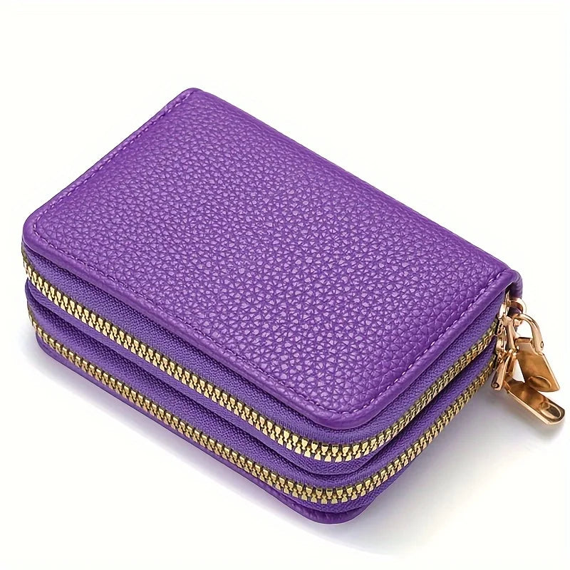 Cartera Compacta con Doble Cremallera y Monedero