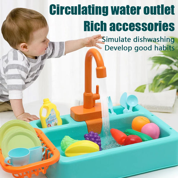 Interactive Play Kitchen Sink with Running Water Feature