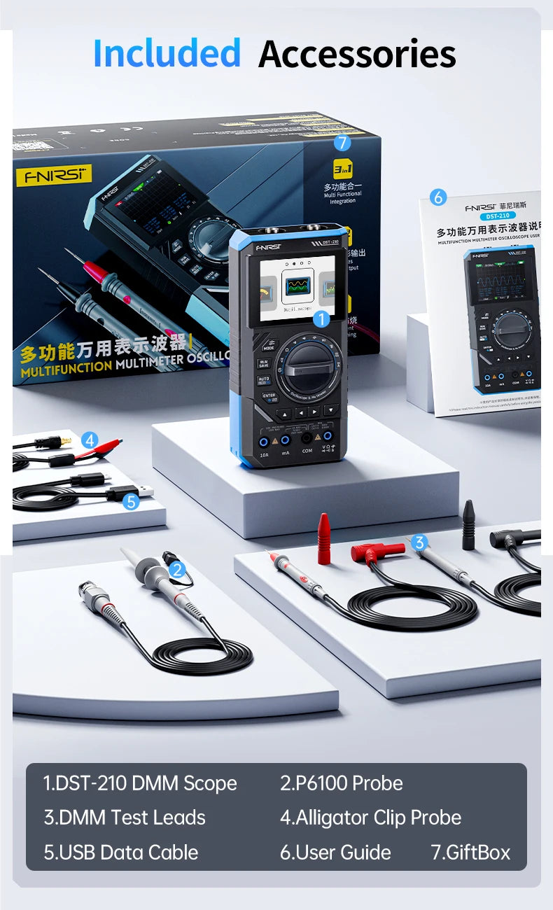 3-in-1 Digital Multimeter, Oscilloscope, and Signal Generator