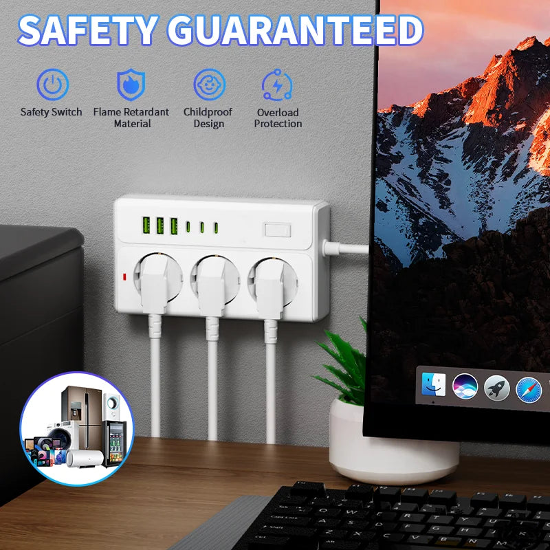 Mehrfach-Netzadapter mit USB-Laden