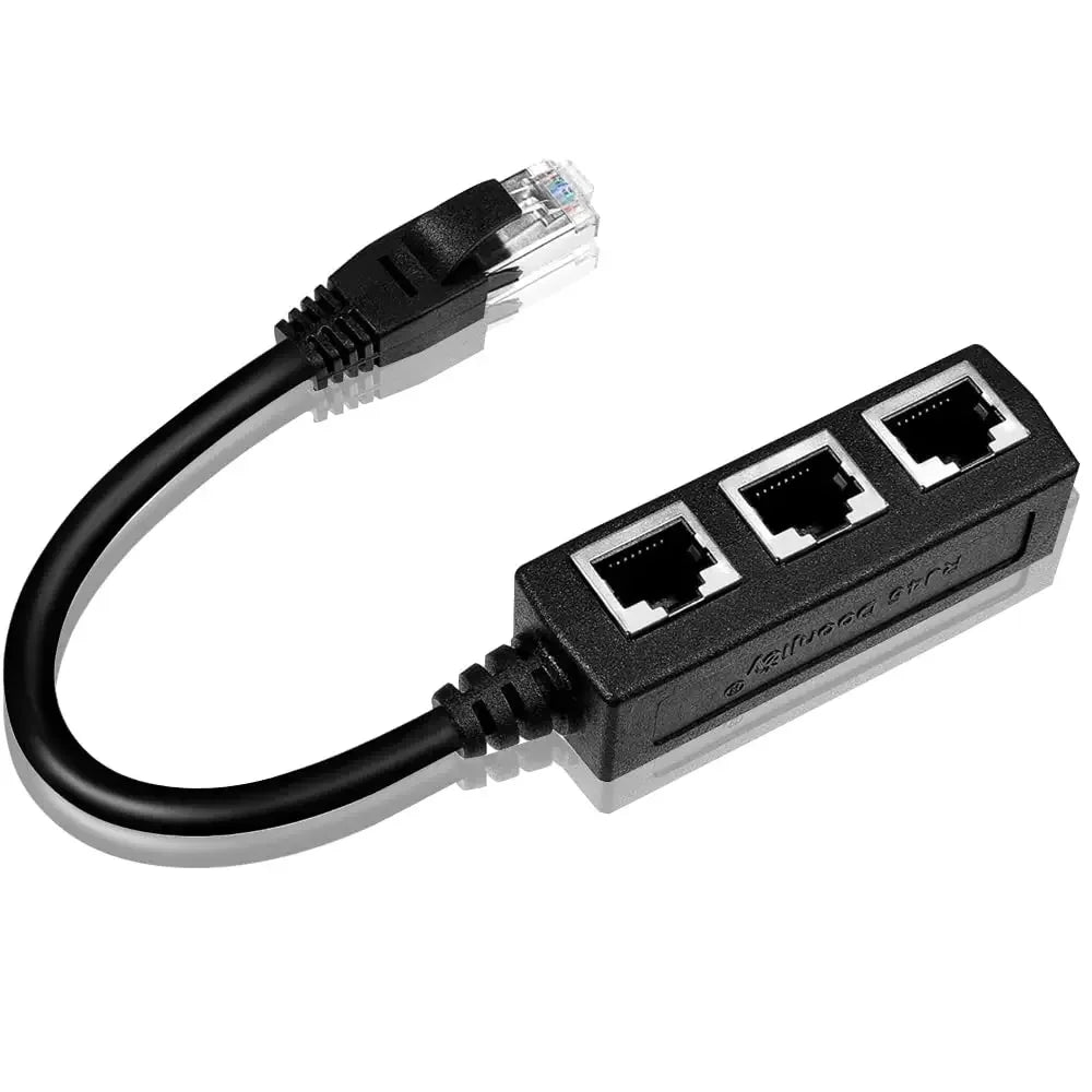 RJ45 Ethernet Splitter 1-to-3 Network Adapter for Cat 6 Cables