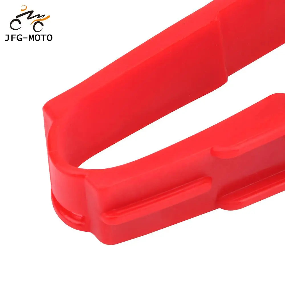 Red motorcycle chain slider guide for Honda XR series motorcycles