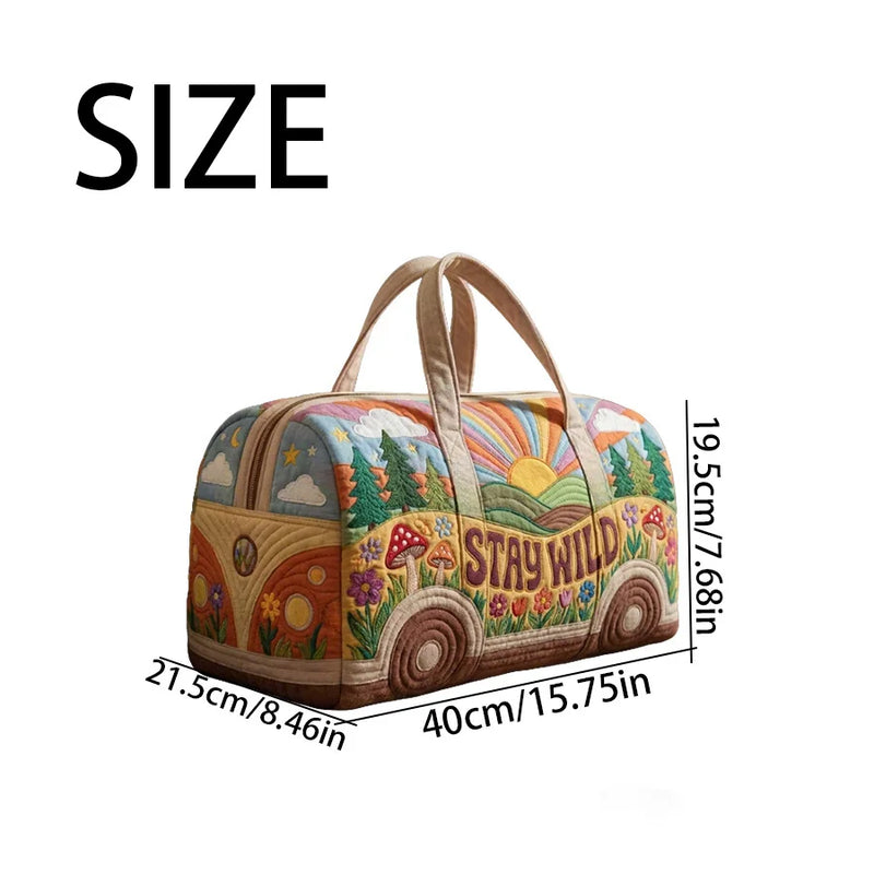 Vintage Van Print Quilted Duffle Bag
