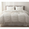 Washed Cotton Ruffle Bedding Set with Bow Ties – Pure White