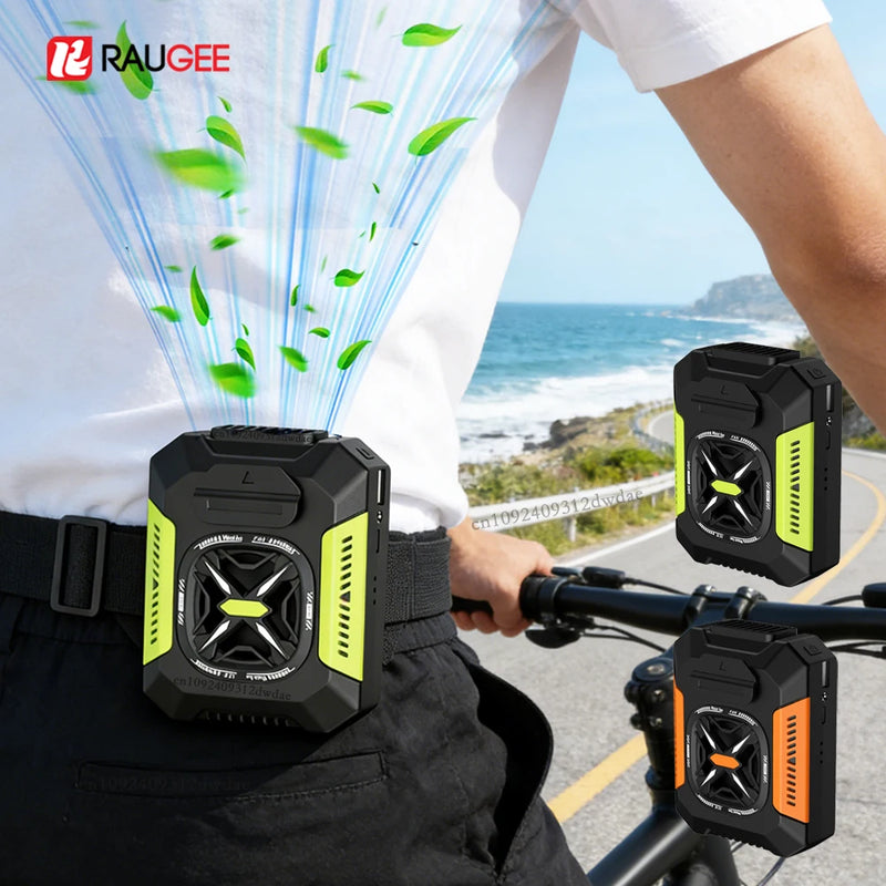 Portable Waist Fan with Flashlight & Power Bank