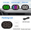 Three versions of a GPS speedometer display showing green multicolor and white light options for vehicle use