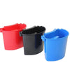 Three colored plastic bucket organizers or caddies for storing tools