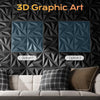 Two panels of 3D graphic art featuring geometric diamond patterns on a dark wall background.